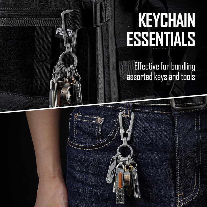 KeyUnity مشبك مفاتيح كارابيني من التيتانيوم، حامل مفاتيح EDC سريع الإطلاق مع حلقة مفاتيح - Image 1